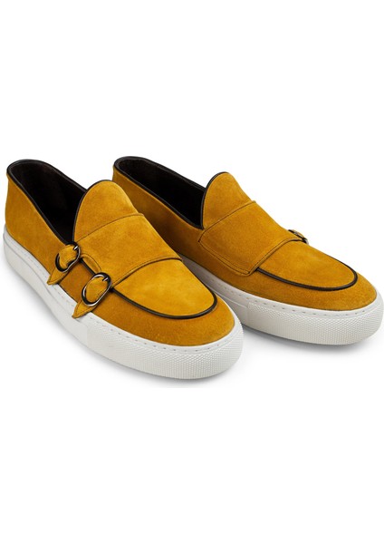 Hakiki Süet Sarı Çift Tokalı Erkek Sneaker