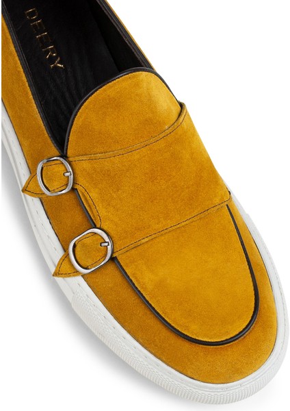 Hakiki Süet Sarı Çift Tokalı Erkek Sneaker