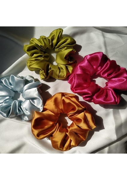 4 Lü Saten Soft Scrinchie Toka