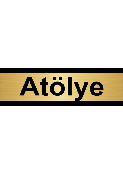 Atölye 7 x 20CM Altın Renk Metal Yönlendirme Levhası