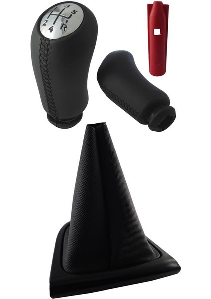 Clio 4 Deri Kaplama Vites Topuzu ve Körüğü Siyah Takım 5 Ileri