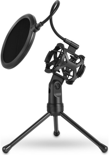 Masaüstü Mikrofon Tripod Standı Şok Montajlı Katlanabilir (Yurt Dışından)
