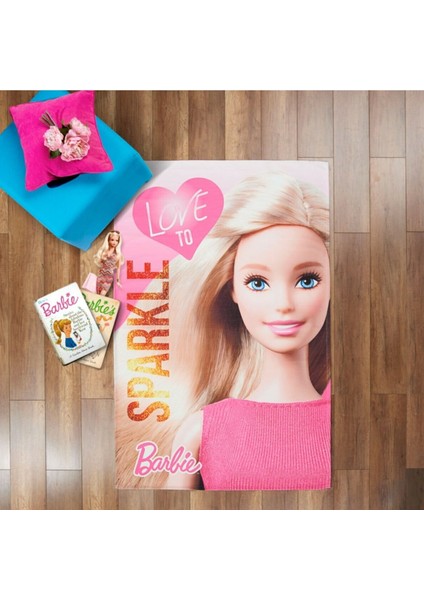 80*140 Barbie Sparkle Pes Halı Lisanslı Taç