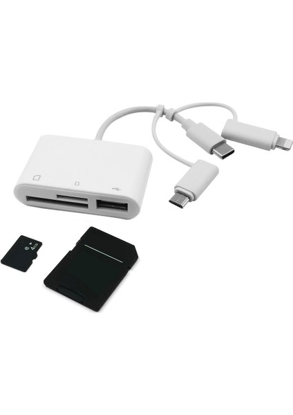 Type-C iPhone Micro USB Çok Fonksiyonlu USB Otg Kart Okuyucu