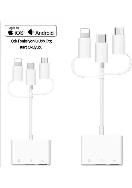 Type-C iPhone Micro USB Çok Fonksiyonlu USB Otg Kart Okuyucu