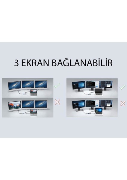 Type-C To 2x 4K HDMI VGA USB 3.0 Pd Şarj 3.5mm Çevirici Hub V203