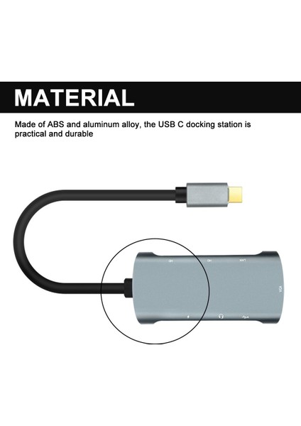 Type-C To 2x 4K HDMI VGA RJ45 USB 3.0 Pd 3.5mm Çevirici Hub V203C