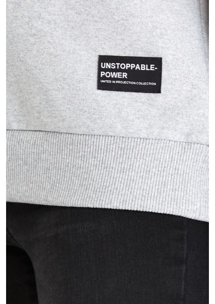 Kadın Gri Renk Basic Bisiklet Yaka Sweatshirt