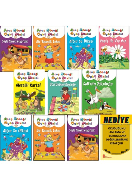 Ata 1.ve 2. Sınıflar okumayı sevdiren Öykü Dizisi 10 Kitap + Okuduğunu Anlama Değerlendirme Testi