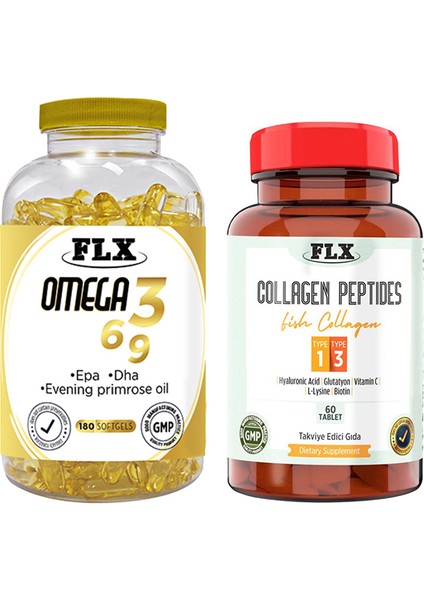 Flx Omega 3-6-9 180 Softgel & Flx Tip 1-3 Balık Kolajeni 60 Tablet