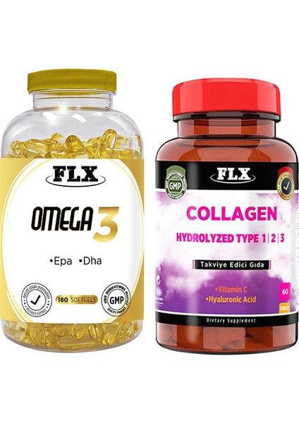 Flx Omega 3 180 Softgel & Flx Kollajen Tip-1-2-3 60 Tablet