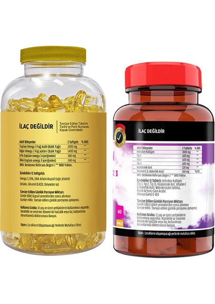 Flx Omega 3 180 Softgel & Flx Kollajen Tip-1-2-3 60 Tablet