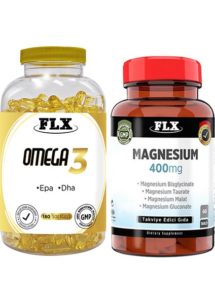 Flx Omega 3 180 Softgel & Flx Magnezyum Malat 60 Tablet