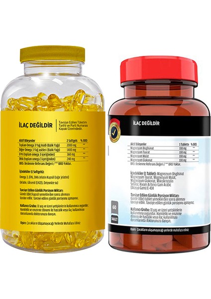 Omega 3-6-9 90 Softgel & Flx Magnezyum Malat 60 Tablet fiyatları