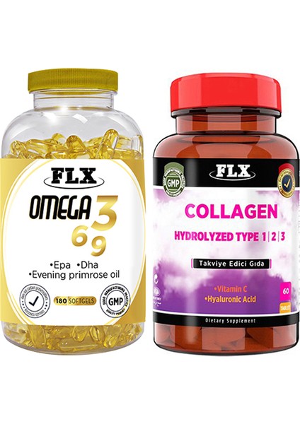Flx Omega 3-6-9 180 Softgel & Flx Kollajen Tip-1-2-3 60 Tablet