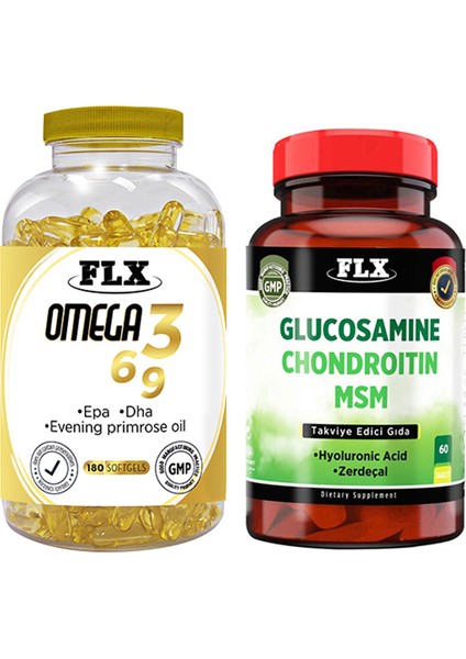 Flx Omega 3-6-9 -180 Softgel & Flx Glucosamine Zerdeçal 60 Tablet