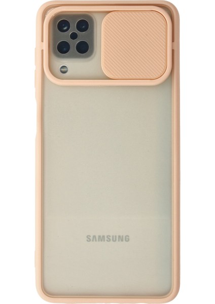 Samsung Galaxy M12 Kılıf Lens Sürgülü Sert Silikon Palm - Pembe