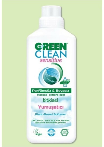 Green Clean Doğal Bitkisel Çamaşır Yumuşatıcı Sensitive Boyasız (1000 Ml)