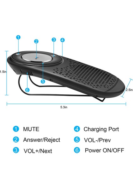 Araba Güneşlik Bluetooth Müzik Alıcısı Destek Mp3 / Hands-Free-Siyah (Yurt Dışından) fırsatları