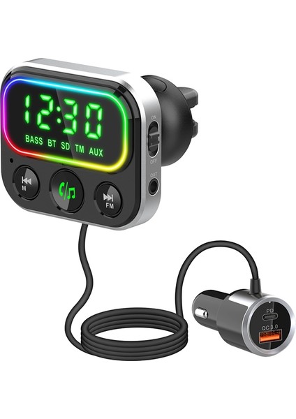 BC79 Araba Mp3 Bluetooth Çalar Fm Verici Qc3.0 PD18W Hızlı Şarj-Siyah (Yurt Dışından)