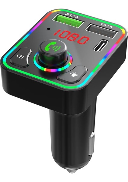 F3 Araba Fm Verici LED Arka Alıcı Mp3 Çalar 3.1A USB Şarj Çift USB Şarj-Siyah (Yurt Dışından)