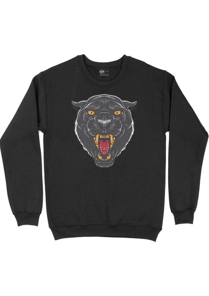 Kızgın Panterli Siyah Sweatshirt