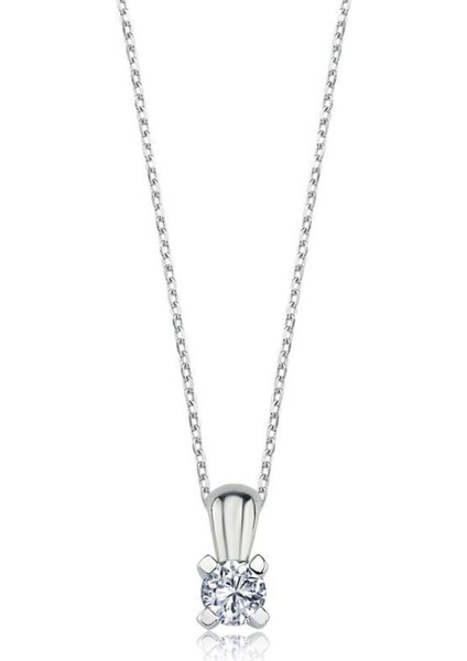 Mia Zirconia 0.20 Karat V Model Tektaş Gümüş Kolye