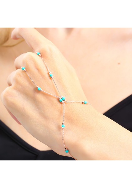 Deniz Yeşili Boncuk Detay Rose Renk Gümüş Şahmeran fiyatları