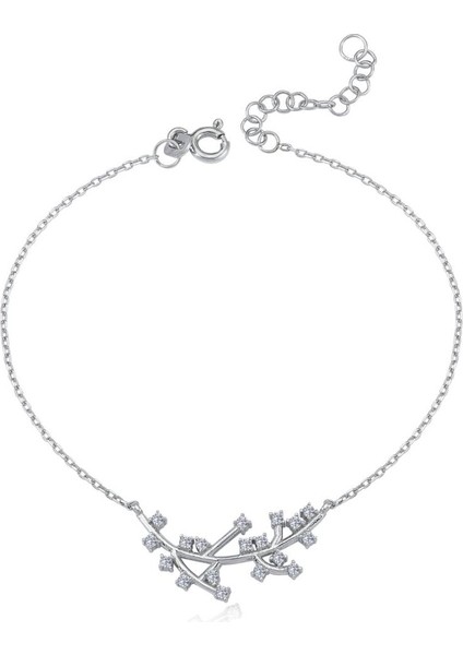 Pırlanta Montür Işıltılı Salkımlar Gümüş Bileklik