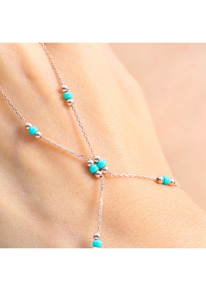 Mat Turkuaz Boncuk Detay Rose Renk Gümüş Şahmeran modelleri