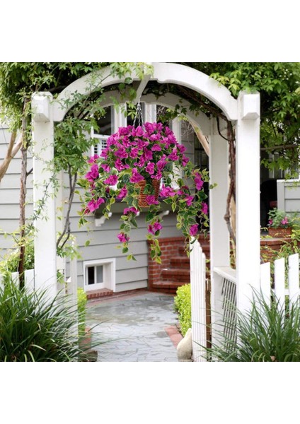 Yapay Çiçek Sarkaç Sepette Begonvil Bodrum Çiçek Sepeti Mor