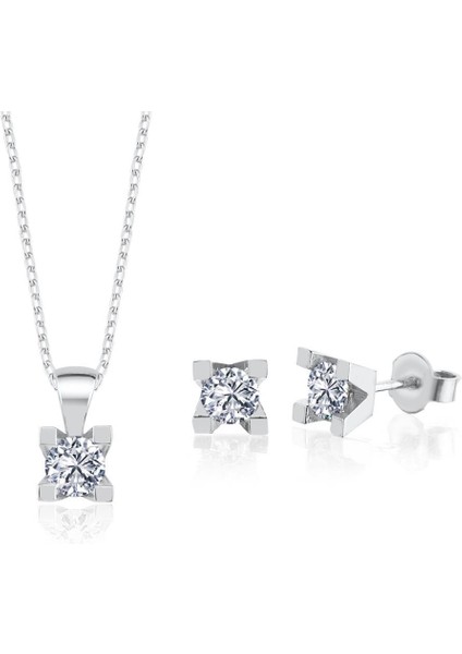 1.50 Karat Mia Zirconia Benzersiz Zerafet Ikili Tektaş Gümüş Set