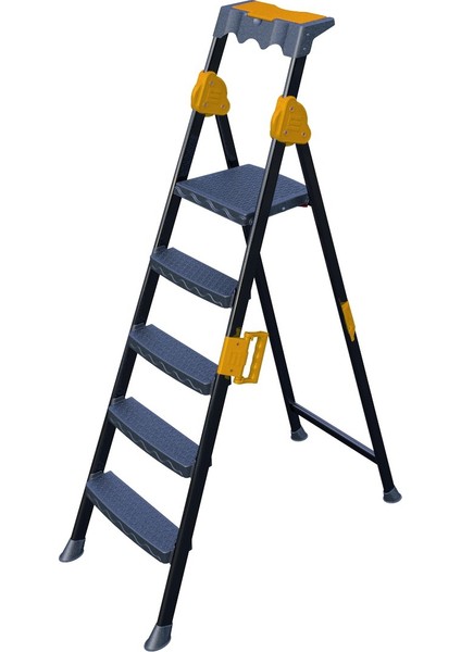 Mensa Plus 4+1 Basamaklı Metal Siyah Merdiven