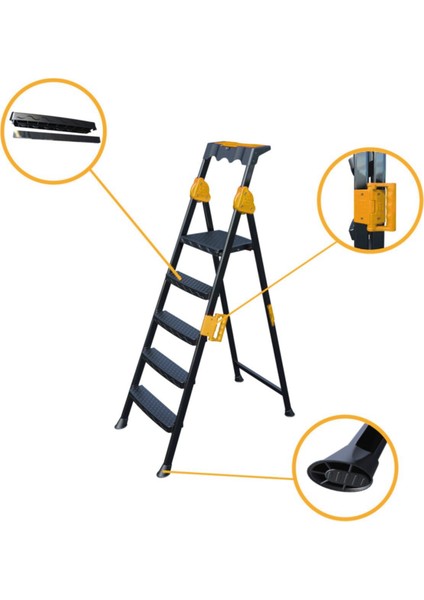 Mensa Plus 4+1 Basamaklı Metal Siyah Merdiven modelleri