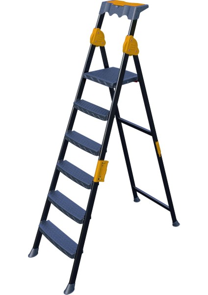 Mensa Plus 5+1 Basamaklı Metal Siyah Merdiven