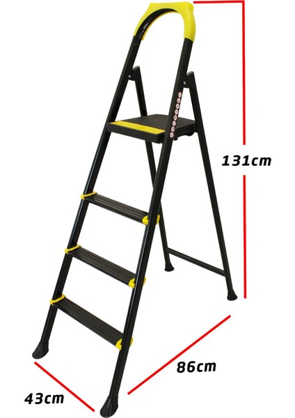 Leo 3+1 Basamaklı Metal Siyah Merdiven