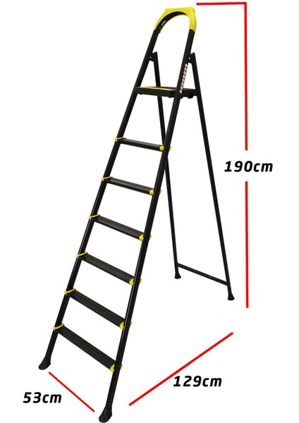 Leo 6+1 Basamaklı Metal Siyah Merdiven