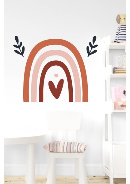 Çift Dallı ve Kalpli Gökkuşağı Çocuk Bebek Odası Duvar Sticker