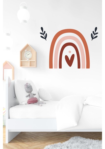 Çift Dallı ve Kalpli Gökkuşağı Çocuk Bebek Odası Duvar Sticker modelleri