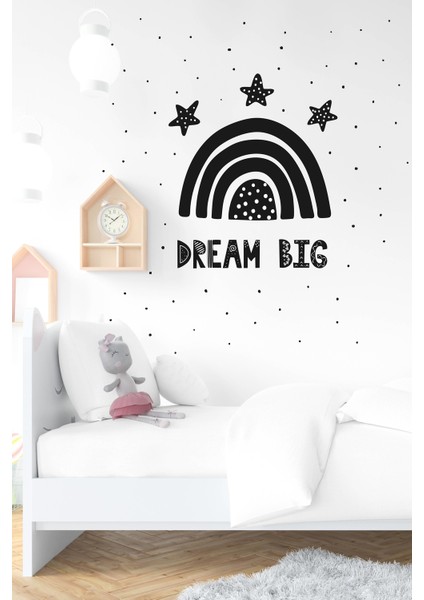 Dream Bıg Yıldızlar ve Gökkuşağı Çocuk Bebek Odası Sticker (50X70 Cm)