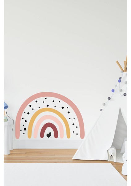 Soft Renklerde Puantiyeli Gökkuşağı Çocuk Bebek Odası Duvar Sticker Seti fiyatları