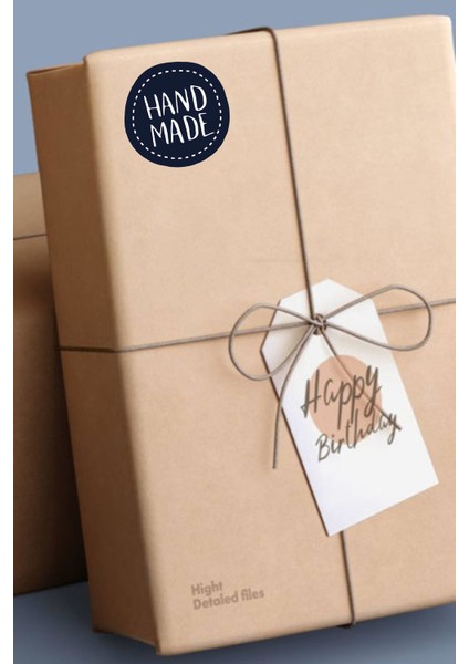 Hand Made Siyah Yuvarlar Etiket STICKER-4X4CM 70 Adet