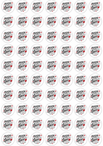 Hand Made-Made With Love Sticker, Yuvarlak ETIKET-4X4CM-70 Adet modelleri