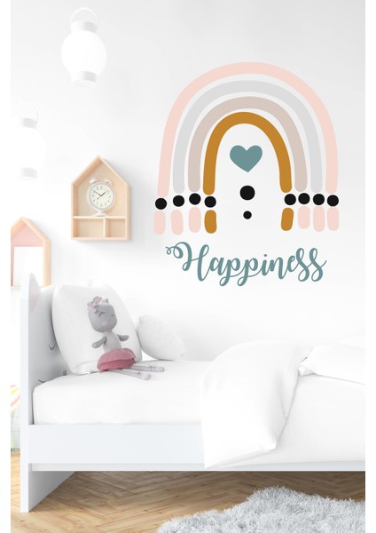 Happiness Gökkuşağı Çocuk Bebek Odası Sticker (50X70 Cm) modelleri