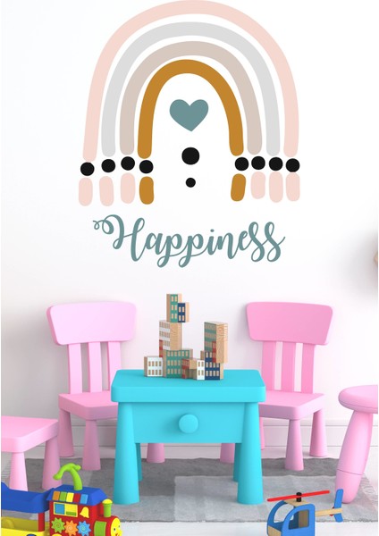 Happiness Gökkuşağı Çocuk Bebek Odası Sticker (50X70 Cm) fırsatları