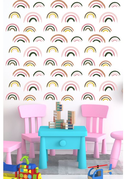 Minik Pastel Tonlarda Gökkuşağı Sticker Seti modelleri
