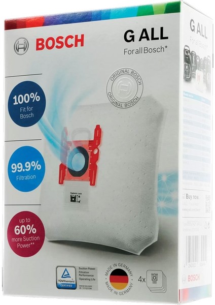 Bosch Bbs 5000-5999 Optima 50-59 Elektrikli Süpürge Orijinal G All Kutulu 4 Adet Toz Torbası