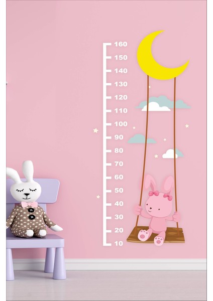 Çocuk Odası Sallanan Tavşan-Özel Kesim Boy Cetvel STICKER73X170CM