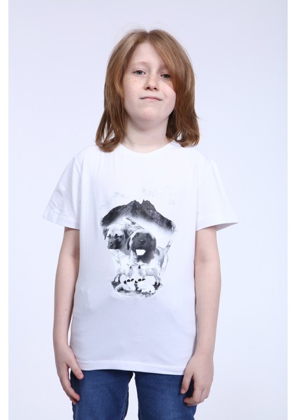 Bulutlu Yavru Kangal Baskı T-Shirt