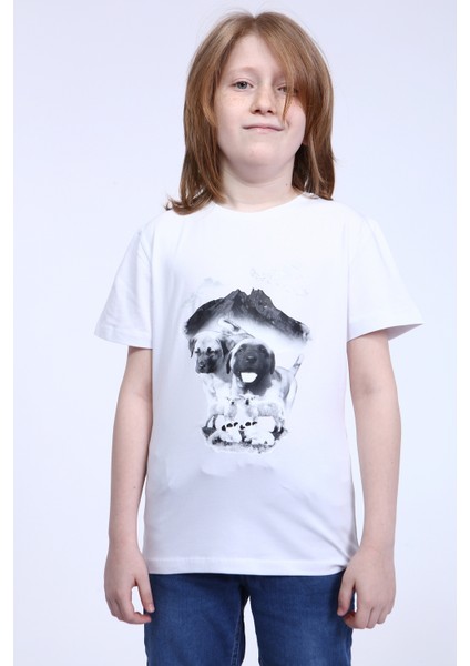 Bulutlu Yavru Kangal Baskı T-Shirt fiyatları